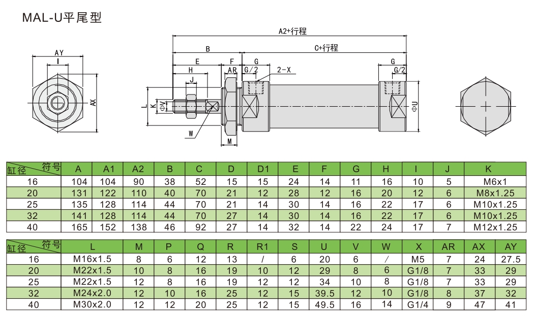 mal气缸规格