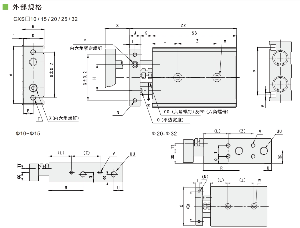 cxs气缸尺寸