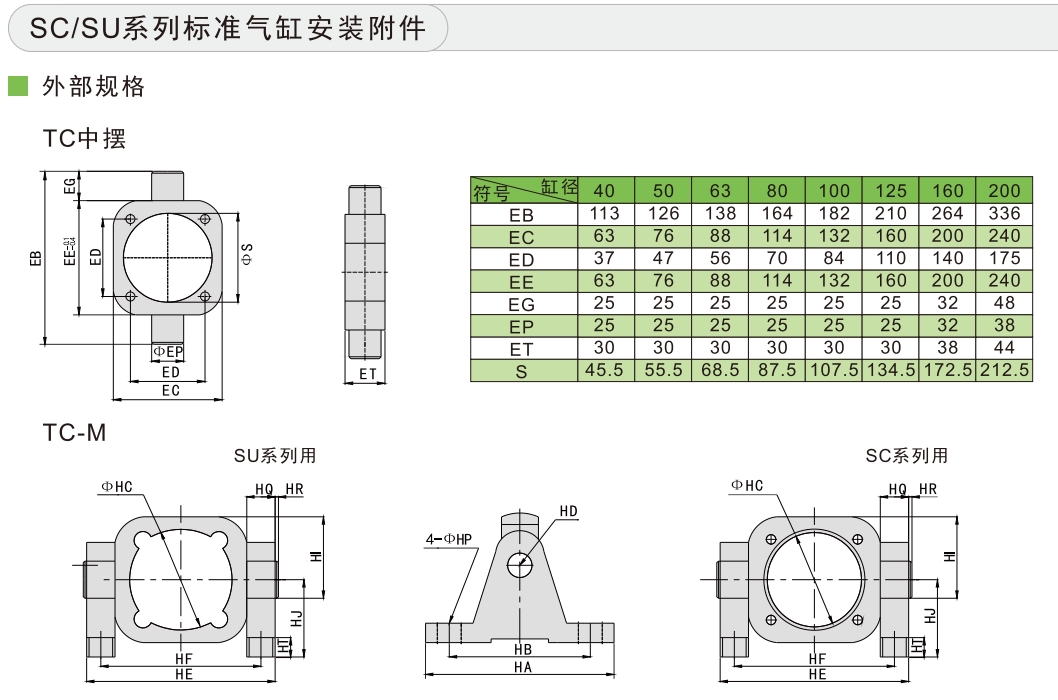 su气缸中摆