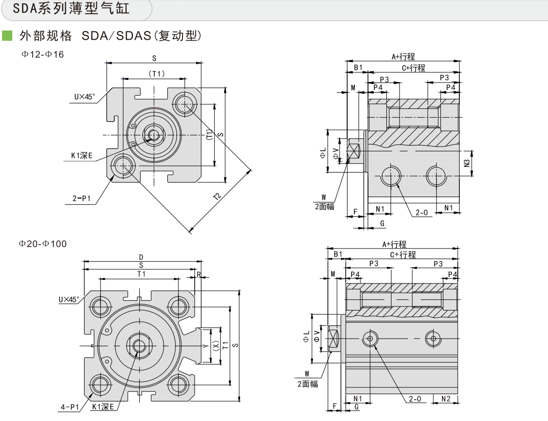 SDA气缸复动型